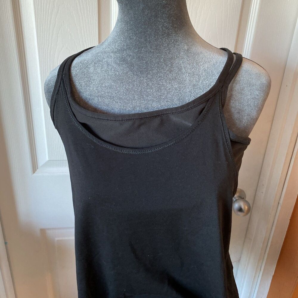 Eddie Bauer Women’s Size Medium Athletic Tank Top Built In Bra Black Stretch - Picture 2 of 9